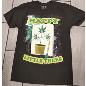 Get Down Art Daveed Benito Happy Little Trees Cannabis Parody T-Shirt Black M
